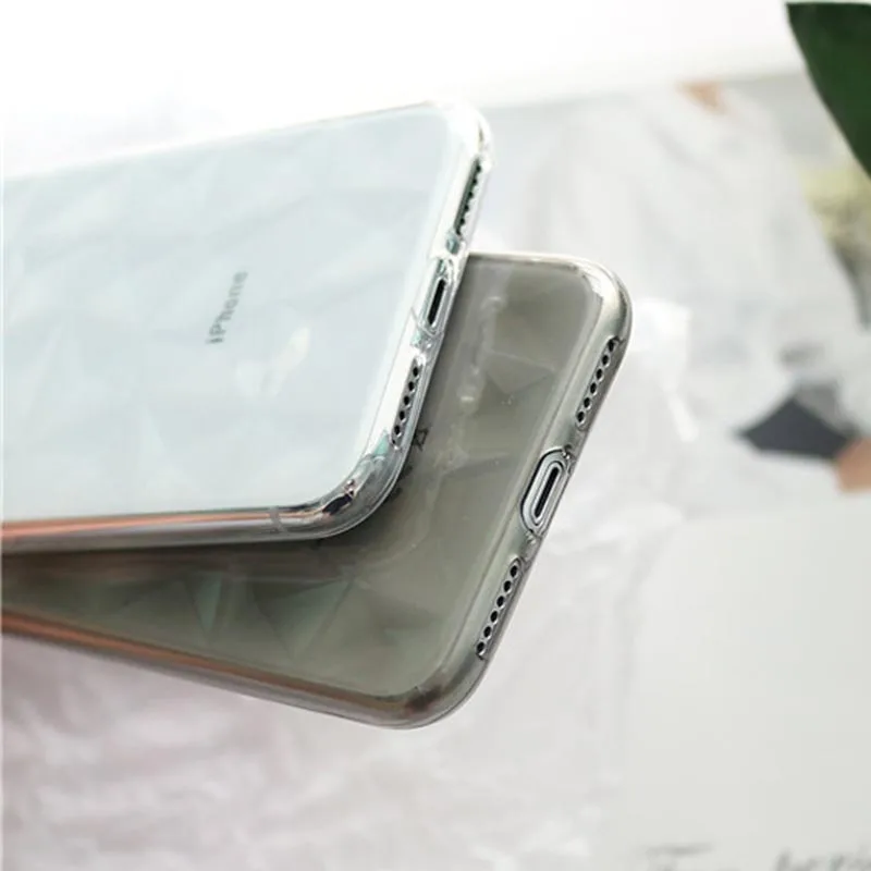 Простой Прозрачный тонкий чехол для iPhone 7 iphone6 6s 8 Plus X XS Max XR 3D геометрическая