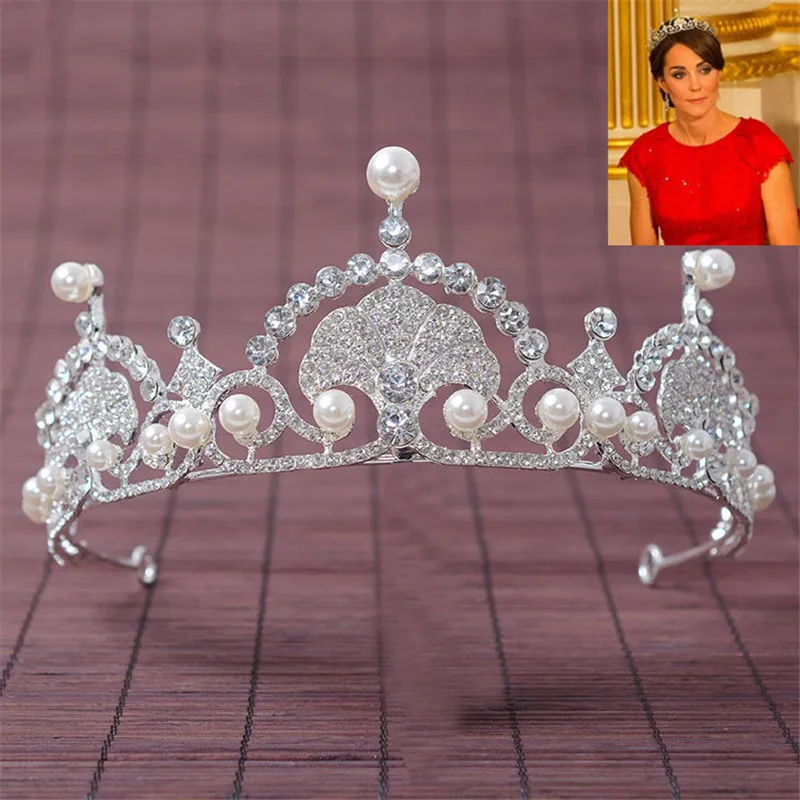 Серебряная тиара принцессы Kate модная в стиле барокко свадебная корона диадема