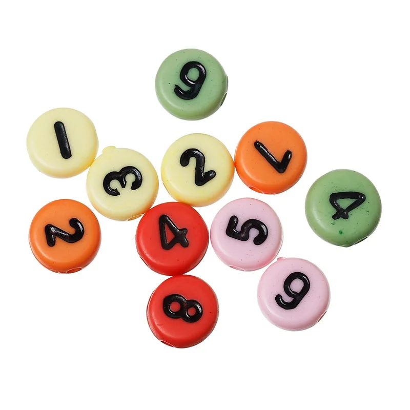 DoreenBeads акриловые разделительные шарики круглые смешанный узор цифр
