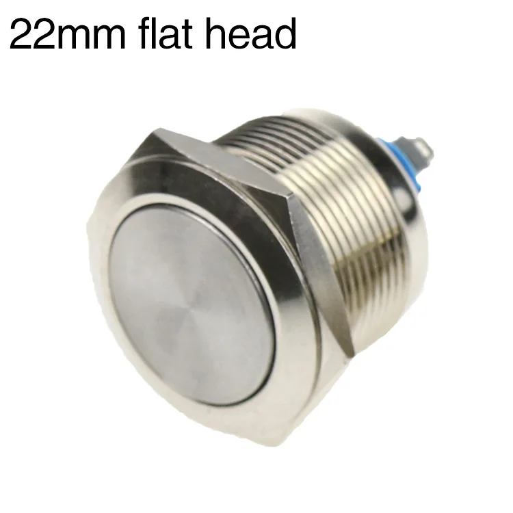 22mm flat head 12/16/19/22 мм металлический кнопочный переключатель кнопка сброса дверной звонок винтовой штифт водонепроницаемый покрытие медью, никелем - Цвет: 22mm flat head
