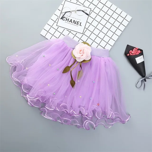 

Rlyaeiz 2019 Summer Fluffy Soft Tulle Girls Tutu Skirt Fashion Flowers Solid Beading Girls Skirts Kids Mesh Ball Gown Skirt