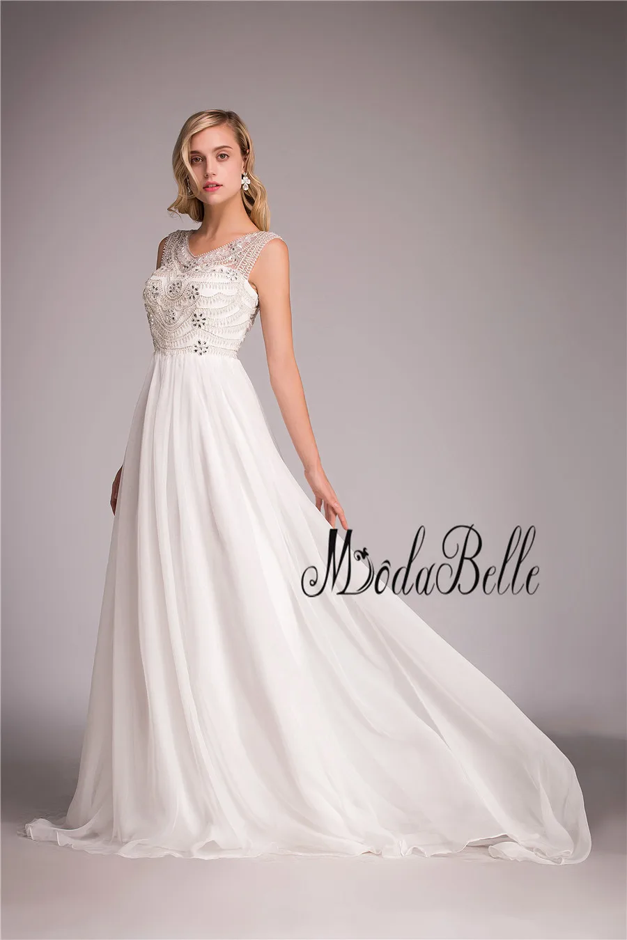 Modabelle 2018 пляжное богемное свадебное платье бохо шифоновое ТРАПЕЦИЕВИДНОЕ