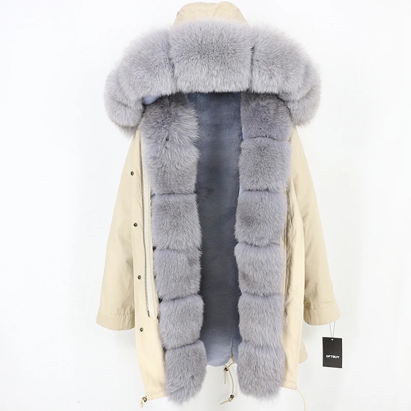OFTBUY длинная парка, пальто с натуральным мехом, зимняя куртка для женщин, Воротник из натурального Лисьего меха, Толстая теплая брендовая Роскошная Съемная уличная одежда