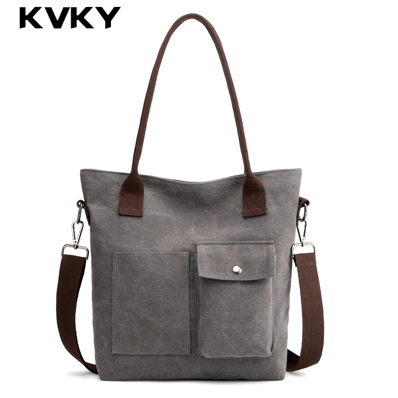 KVKY новые холщовые сумки винтажная холщовая женская сумка на плечо Женская Ручная