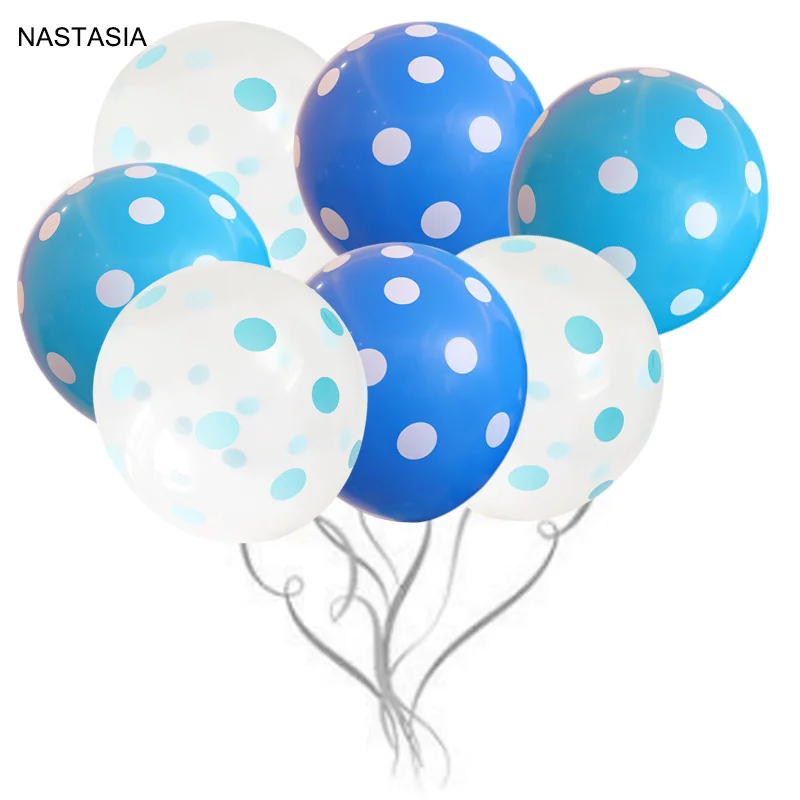 

NASTASIA 30pcs /lot blue balloons clear polka dot latex balloon kids birthday party decorate boy baby princess ball