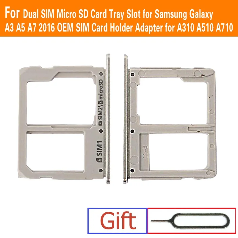 Подлинный держатель лотка для Sim и Micro SD карт Samusung Galaxy A3 A5 A7 2016 A310 A510 A710 слот карты