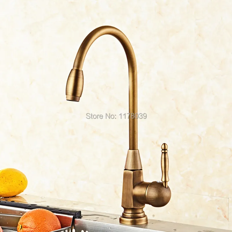 Смеситель для кухни из латуни под старину вращающийся смеситель с одной ручкой в