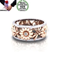 omhxzj wholesale european fashion woman girl party wedding gift flower zircon 925 sterling silver 18kt rose gold ring rr414
