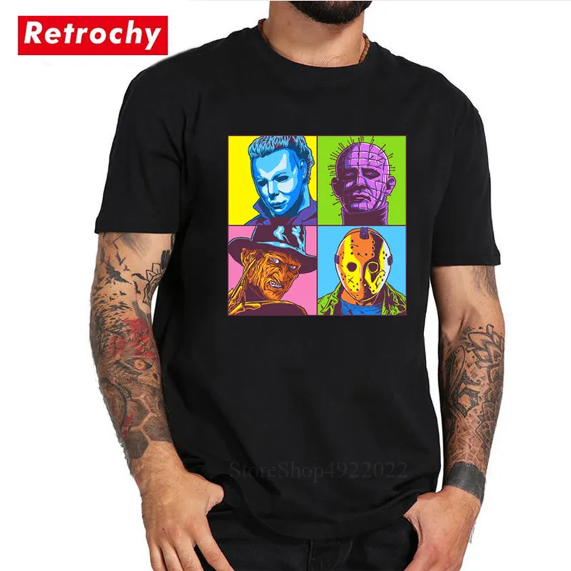 Страшный популярный ужас Хэллоуин Футболка Джейсон Майкл Майерс Фредди пинхед