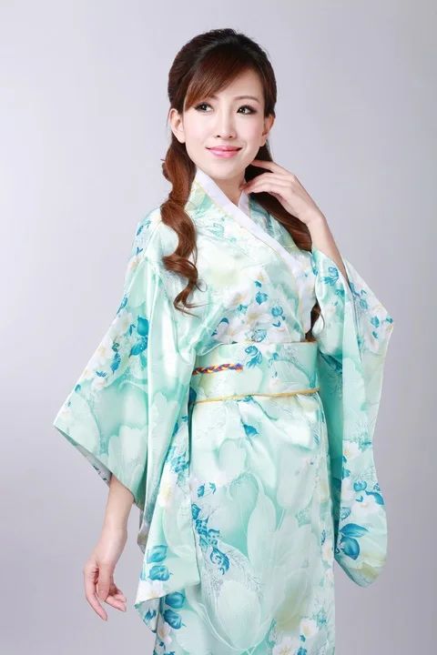 Новейшее винтажное юката японское женское атласное кимоно хаори вечернее платье