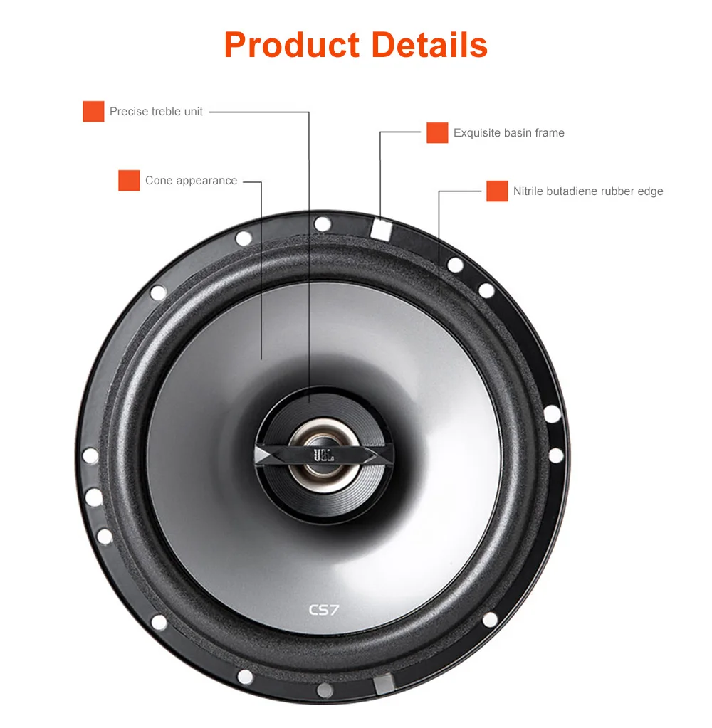 JBL CS762 автомобильные коаксиальные динамики 2 шт 6 5 дюймов 45-135 Вт двухсторонний HiFi