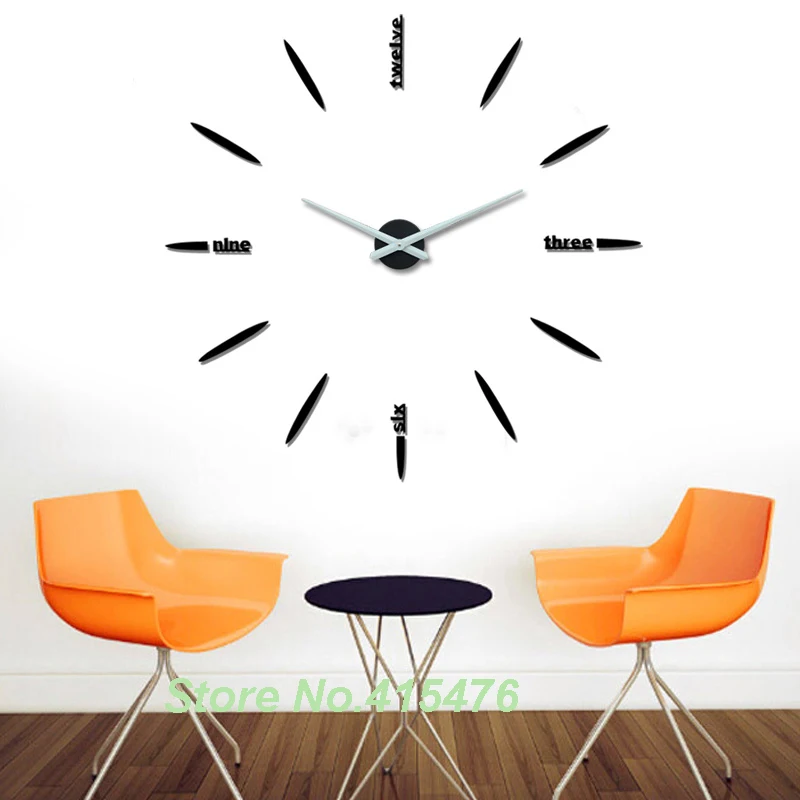 Creative Gift Big Watches Large Wall Clock 3D Sticker Design Metal White Hands Home House Living Room Decor DIY | Дом и сад