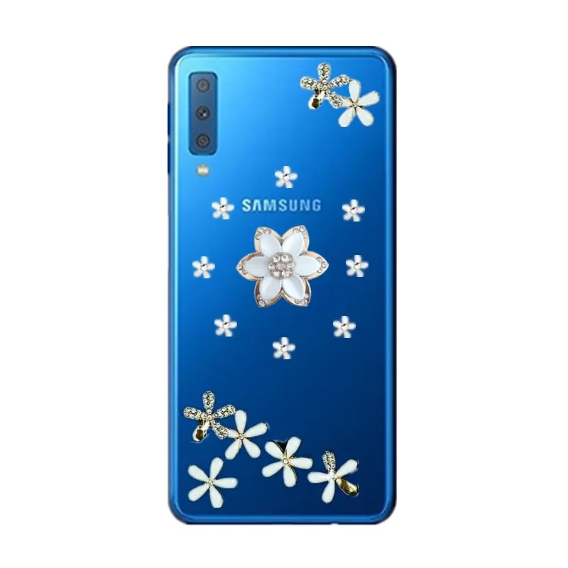 Чехол для телефона Samsung Galaxy A7 2018 прозрачный чехол со стразами SM A750F 2017 A5 A3 2016 J7 Neo S8 S9