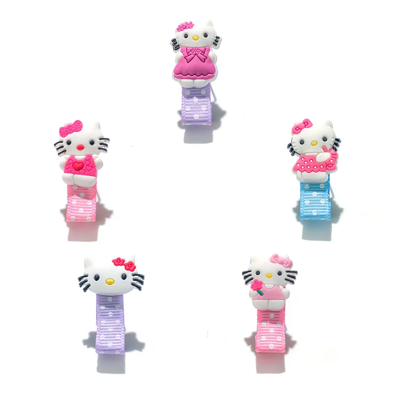 5 шт./партия hello kitty для волос, для маленькой девочки аксессуары и клипсы для волос с тканью снаружи Когти для волос защитные детские маленькие вечерние подарки