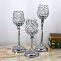 decorative crystal candlestick for wedding table centerpiece metal gold silver candle holder party decor