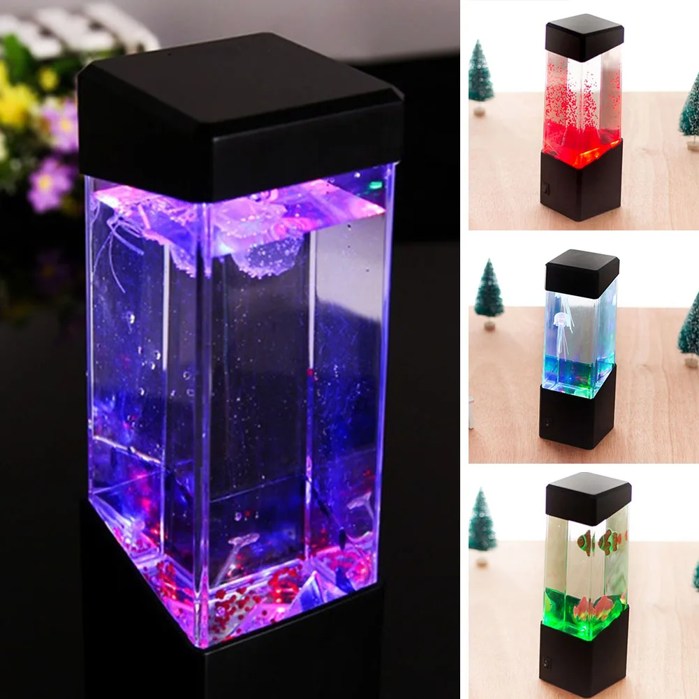 Светодиодный светильник для рабочего стола, RGB, меняющий свет для аквариума, расслабляющий прикроватный столик, ночная лампа с Медузой, праздничный подарок для детей