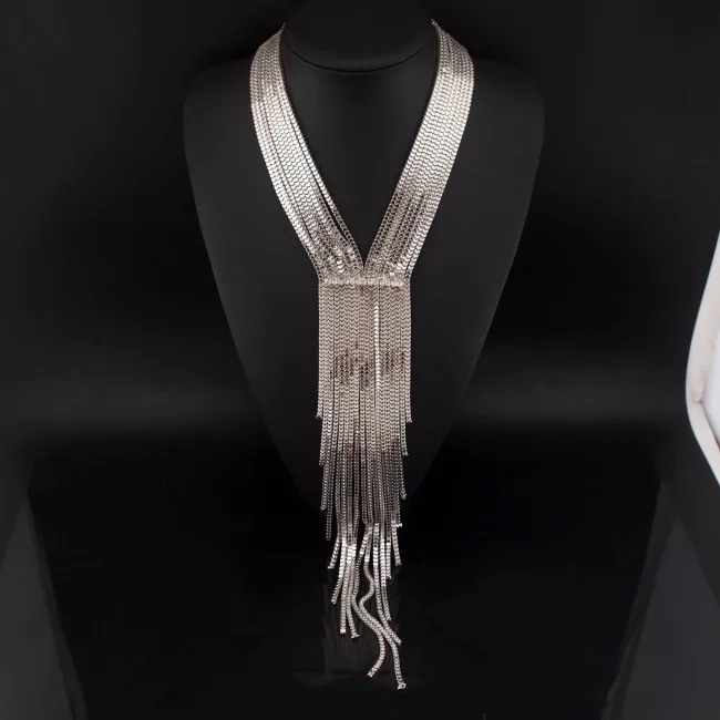 Женское длинное ожерелье MANILAI с цепочкой и кисточками украшенное стразами|bijoux