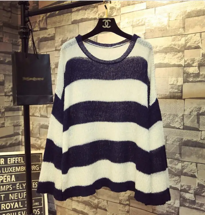 2018 New Spring Autumn Women's Long Sleeved Striped Mohair Sweater Loose Blouse Female Students Casual Knitted Pullover Tops | Женская