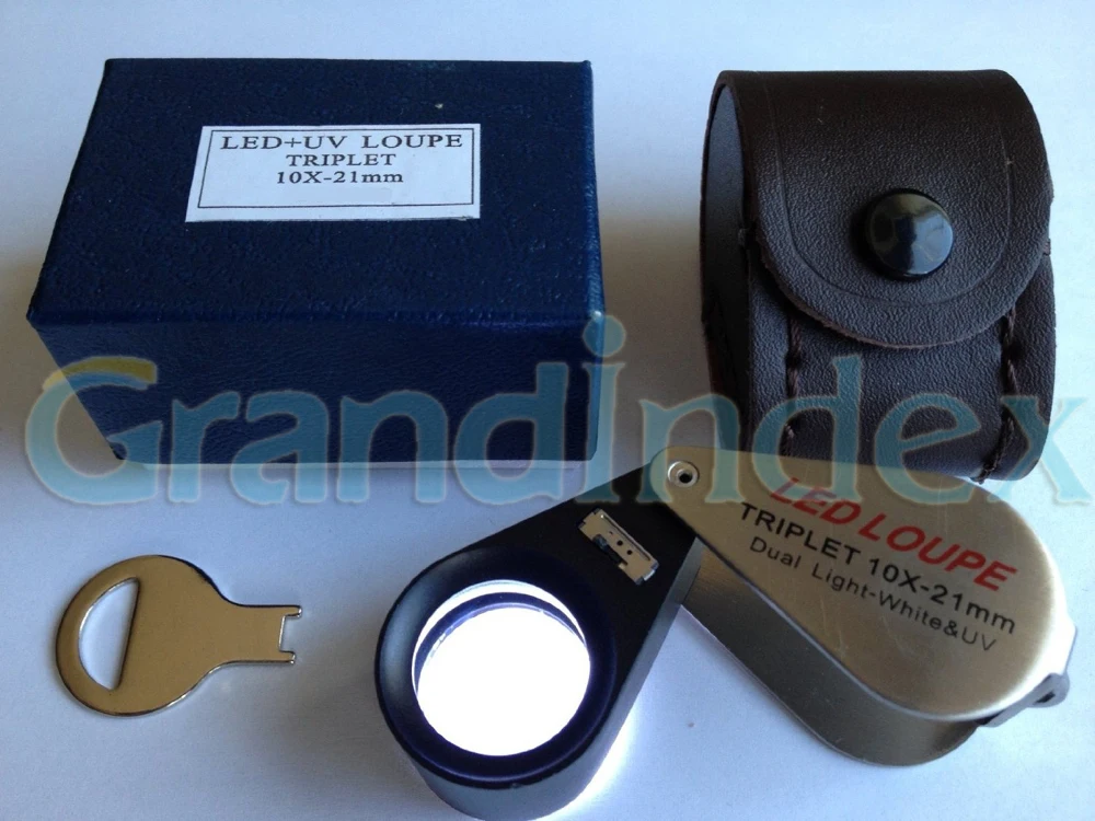 LED лупа триплет 10X 21mm двойной свет белый и УФ GM1021 DP|loupe triplet|led magnifierled loupe triplet |