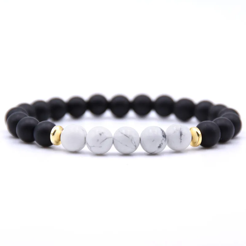 

Howlite Simple Bracelet Man Fashion Women Gift For Natural Stone Crystal Quartz Yoga Boho Chakra Matte Onyx Charm Bracelets