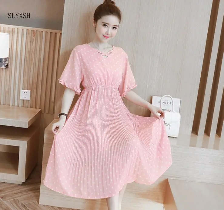 Шифоновые платья с принтом Одежда для беременных элегантная женская одежда