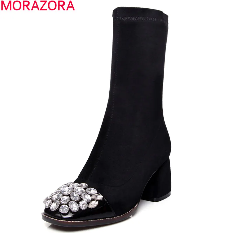 MORAZORA/2018 Новая мода из коровьей кожи женские ботинки до лодыжек Сезон осень