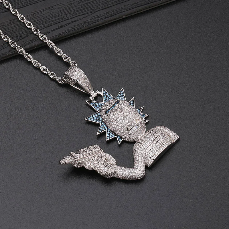 Хип хоп микро проложили AAA кубического циркония Bling Iced Out мультфильм характер кулоны с оружием ожерелье для мужчин рэппер ювелирные изделия золото серебро