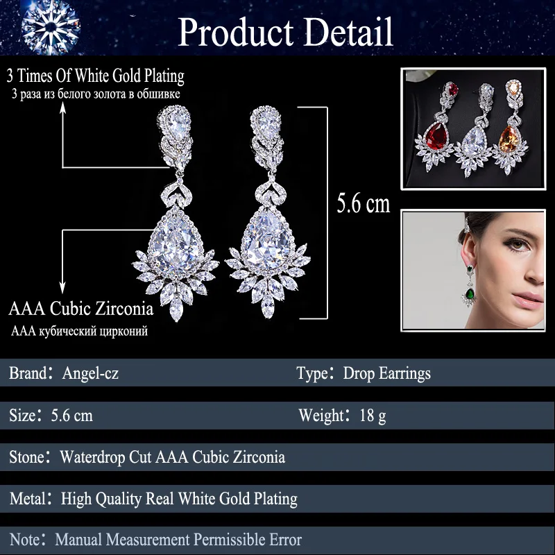 Длинные вечерние Ги подвески с фианитами 5 цветов|dangling earrings for women|long dangle earringsdangle |