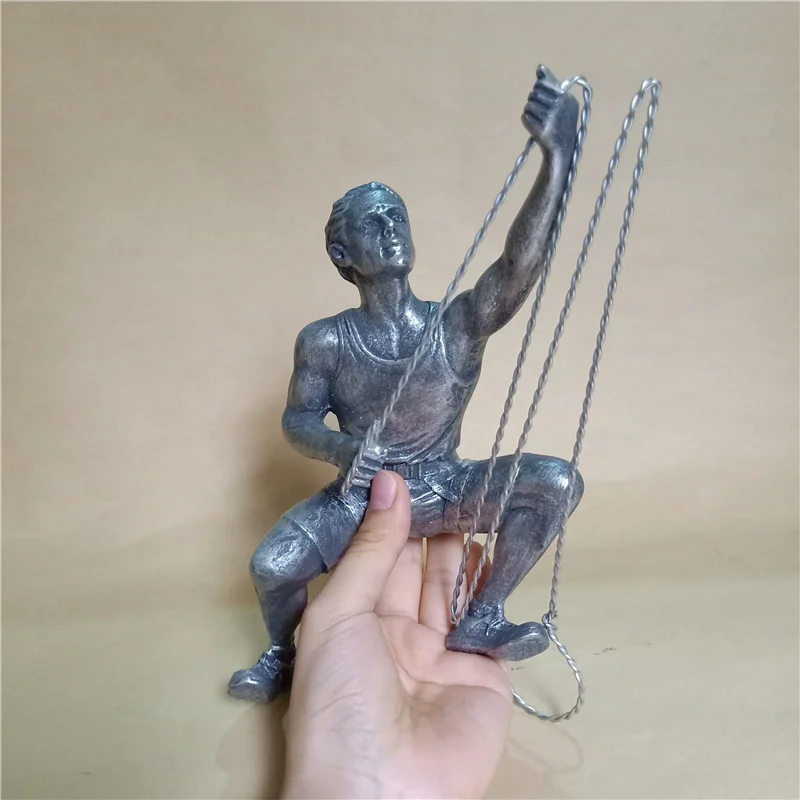 Настенное искусство, подвесное крепление из смолы для альпинизма, подвеска в промышленном стиле, украшение из железной проволоки, скульптурные фигуры, ретро Статуя, подарок TB04