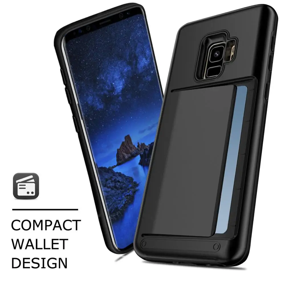 Case For Samsung Galaxy Note 9 8 5 4 S7 S6 Edge Plus Slide Card Slot Phone S9 S8 J2 J5 J7 Prime Cover |