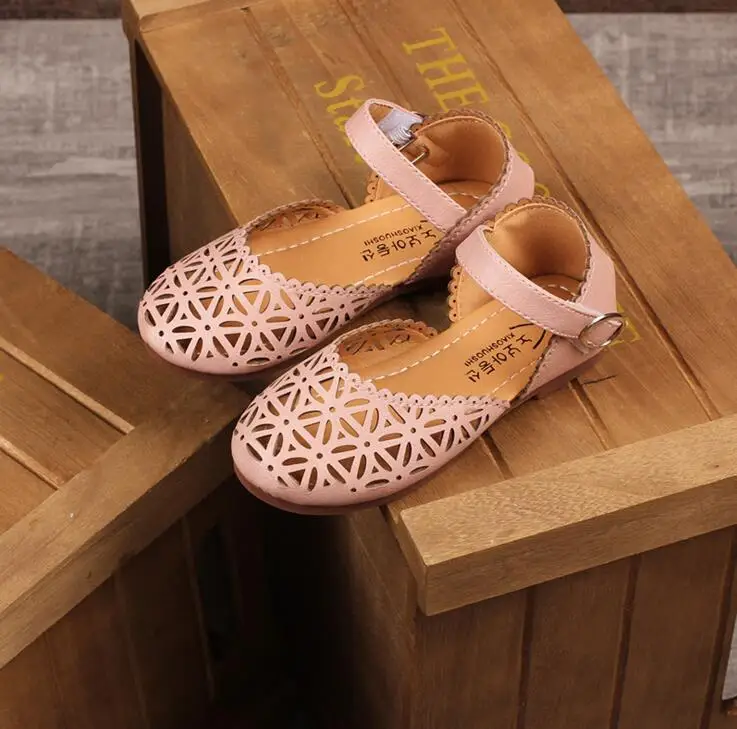 SY008Pink Bekamille/сандалии для девочек; летняя модная кожаная обувь с вырезами для девочек; детская обувь на плоской подошве; однотонные кроссовки для отдыха - Цвет: SY008Pink