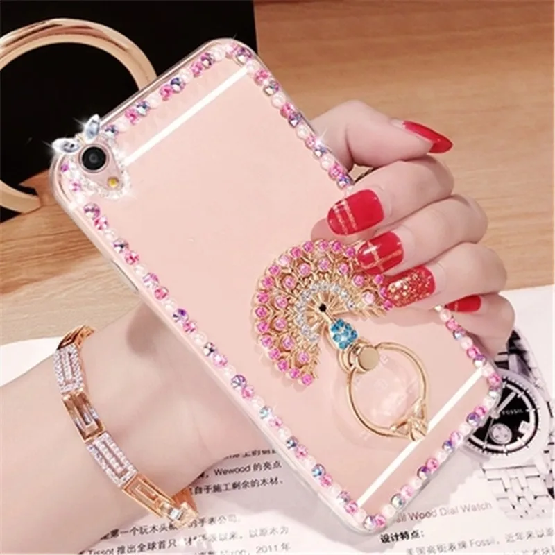 Bling Diamond Ring Stand TPU Cases For Xiaomi Redmi 5 6 4X 5A 6A 8A Note 4 7 8 Pro Luxury Pearl Rhinestone Phone Case |