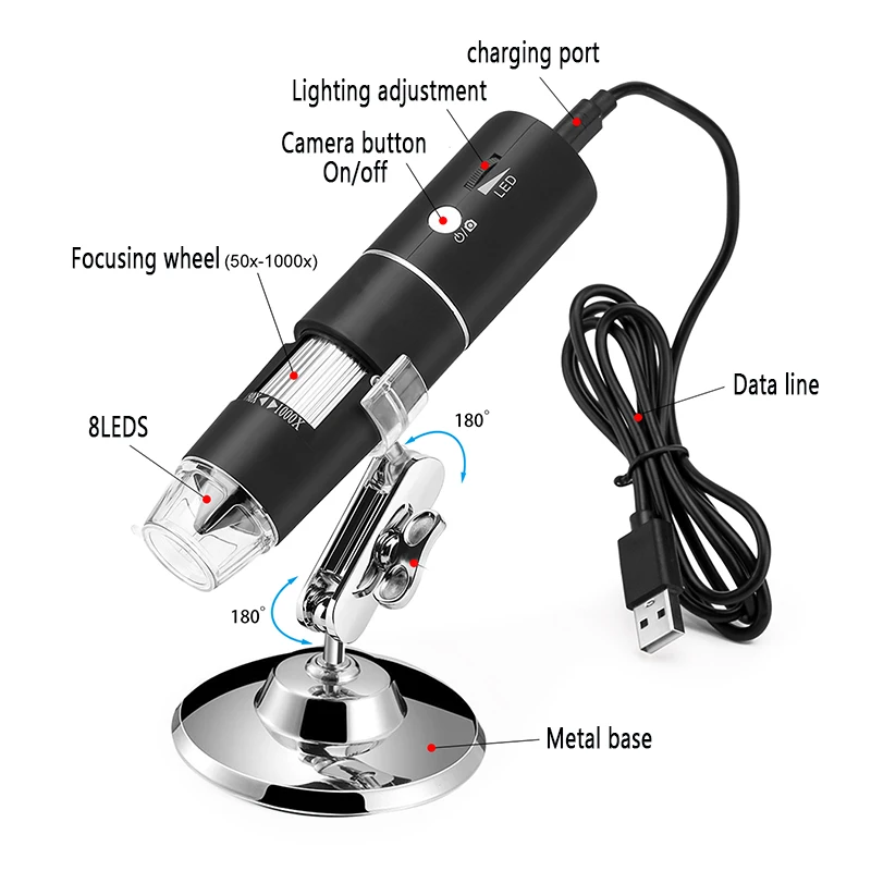 Spetu 1000X HD 1080P 2MP 3в1 WiFi цифровой микроскоп зум Камера 8LED Ручной USB эндоскоп для IOS Android IPhone Windows Mac