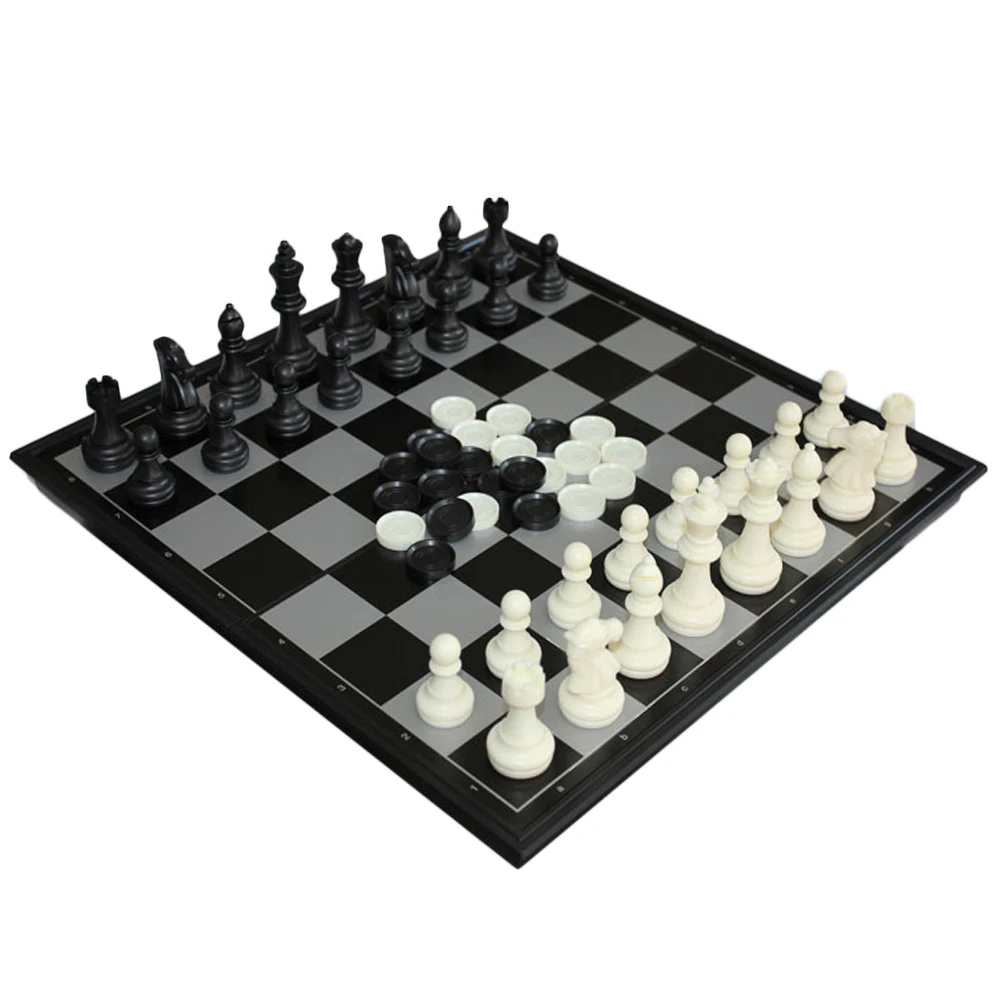 

Small Portable 2 in 1 magnetic chess + magnetic checkers combination folding pieces