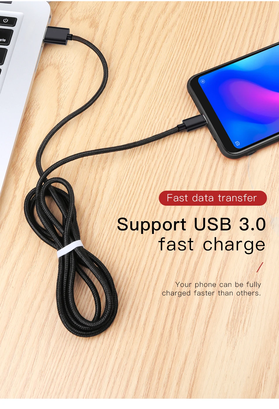 Mofi Micro USB кабель Android для мобильного телефона, быстрое зарядное устройство, кабель для передачи данных, нейлон для Xiaomi huawei samsung, кабель для передачи данных Microusb