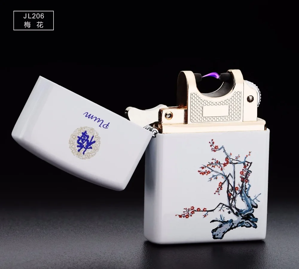 Прикуриватель популярный китайский национальный ветрозащитный зажигалки usb зарядка более легкий импульс дуги электронная цветная печать