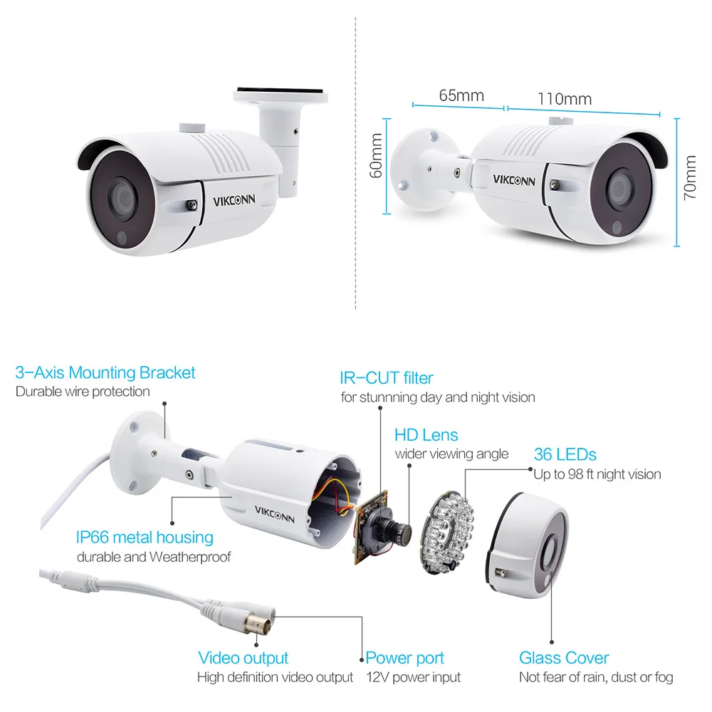 VIKCONN Sony imx322 погода доказательство 1080 P AHD CCTV камера шт. 36 ИК Пуля товары теле и