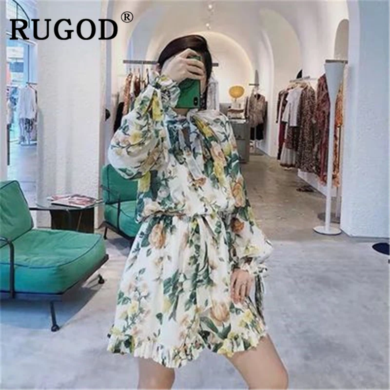 RUGOD элегантный женский комбинезон с цветочным принтом модный шифоновый на