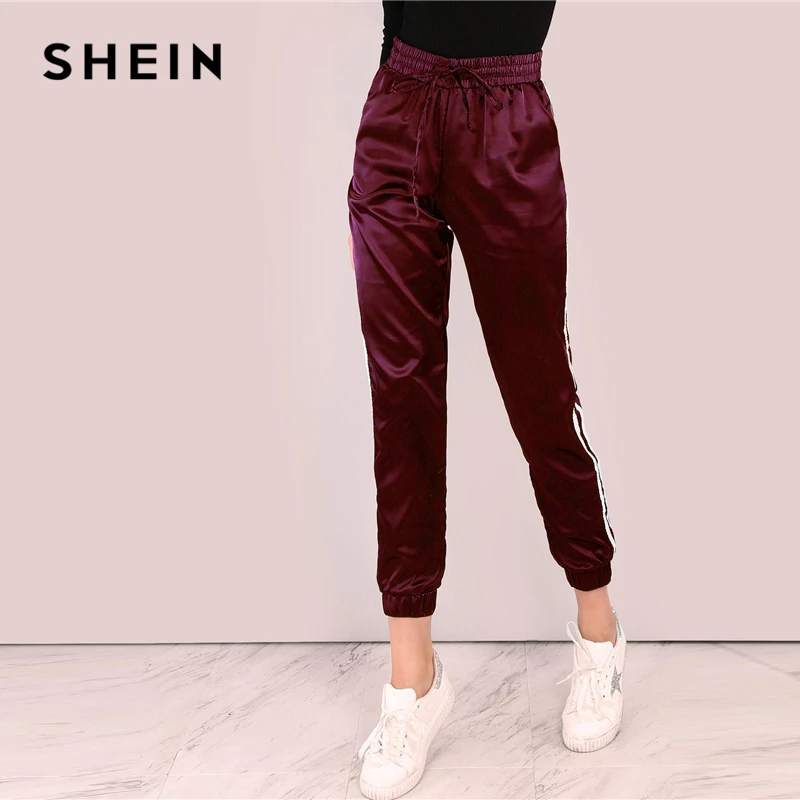 SHEIN Стильные Спортивные Брюки С Отделкой, Модные Спортивные Брюки С Полоской Сбоку