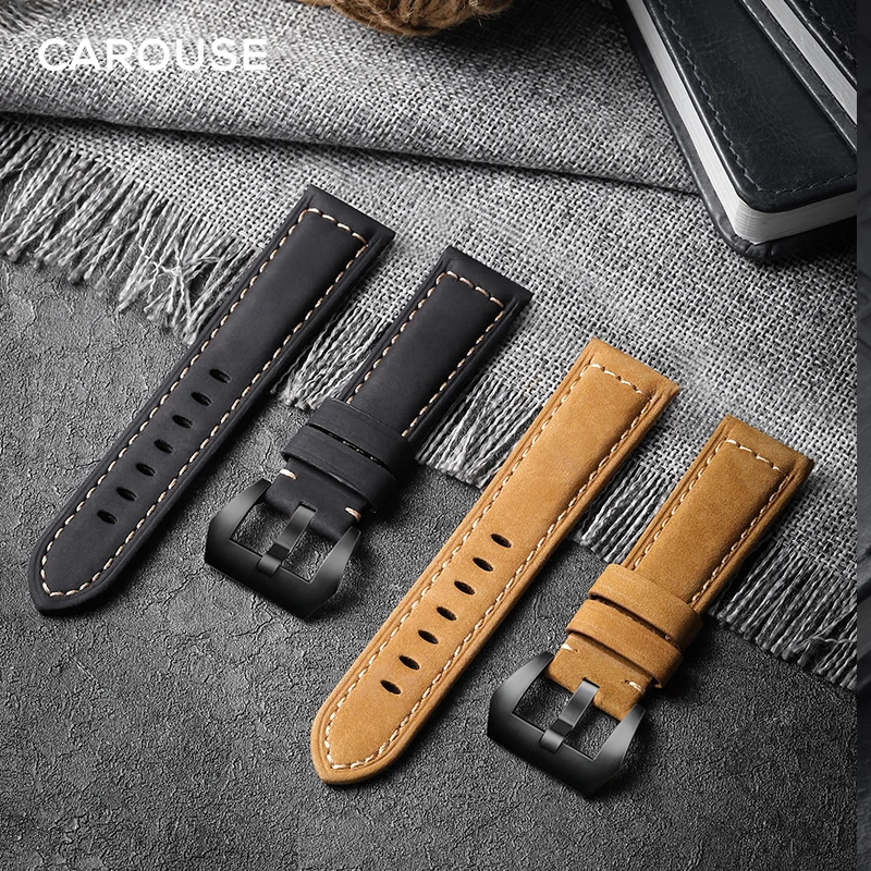 Ремешок Carouse 22 мм 20 мм ручной работы из воловьей кожи для samsung Galaxy Watch Active 42 мм 46 мм gear sport S2 S3 классический ремешок для huawei GT 2