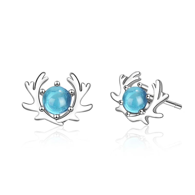 

Everoyal Charm Crystal Blue Elk Earrings For Women Accessories Female Trendy Silver Plated Stud Earrings For Girls Jewelry Women