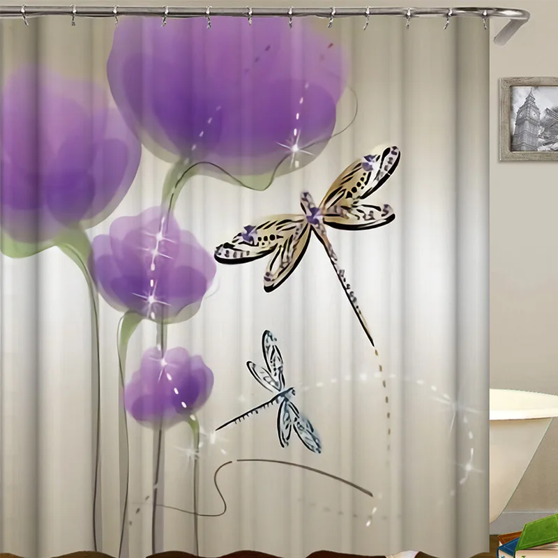 Бабочка цифровая печать водонепроницаемая занавеска для ванной плесени стойкий