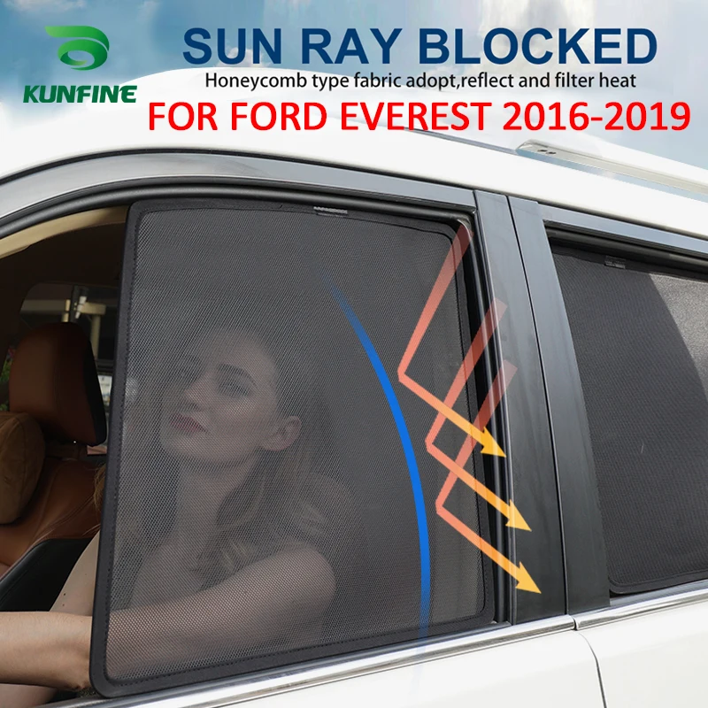

4 шт./компл. или 2 шт./компл. магнитные сетчатые занавески для боковых окон автомобиля, занавески для автомобиля FORD EVEREST 2016 2017 2018 2019, черные авто...