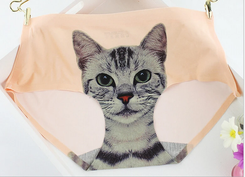 Женское Бесшовное нижнее белье Meow розовые трусы с 3D принтом в виде кошек R3