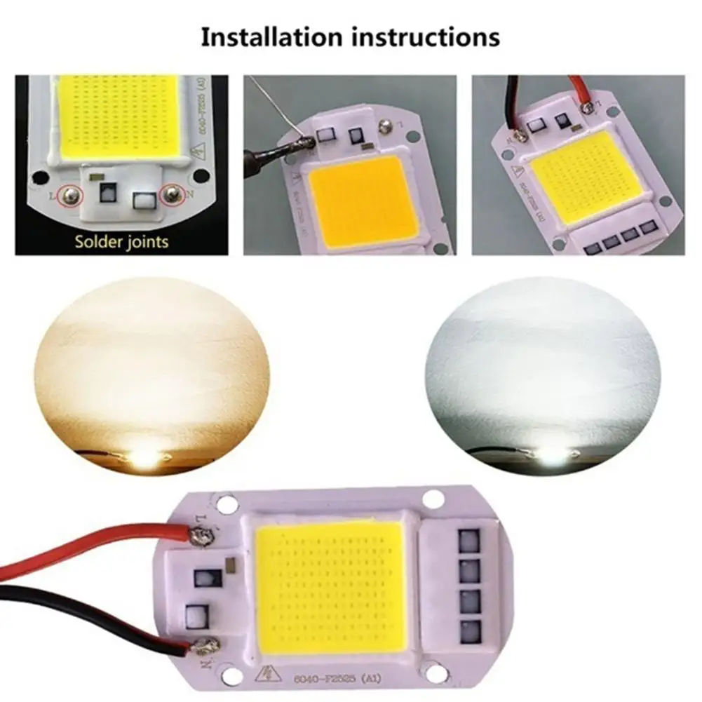 LAIDEYI 20W 30W 50W AC110V/220V высокомощный бесприводной прожектор COB LED чип Bead теплый/белый