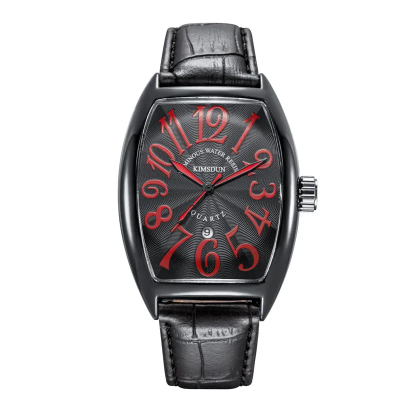 Montre Homme, модные мужские часы, водонепроницаемые наручные часы для мужчин, новейшие кварцевые часы KIMSDUN, часы для мужчин, кожа, Relogio Masculino - Цвет: K-3