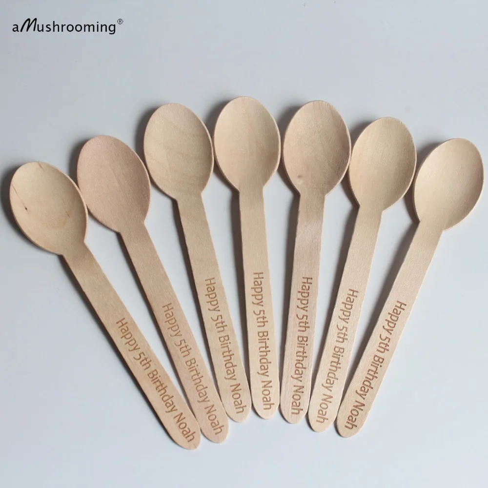 X25 с днем рождения одноразовые деревянные ложки Большой персонализированные
