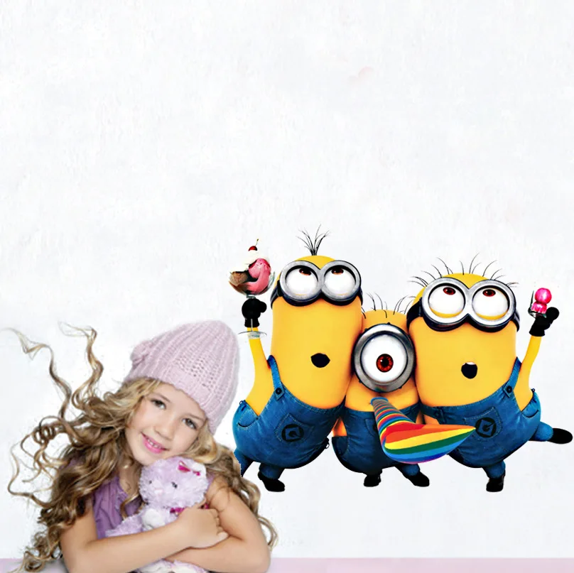 Гадкий я 2 милые Миньоны настенные наклейки для детских комнат ZooYoo1406