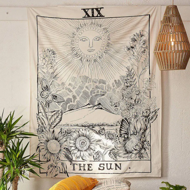 

Tarot Hanging Tapestries Moon Sun Star Tapestry Hippie Wall Hanging Blanket Wall Carpet Yoga Mat Home Decor