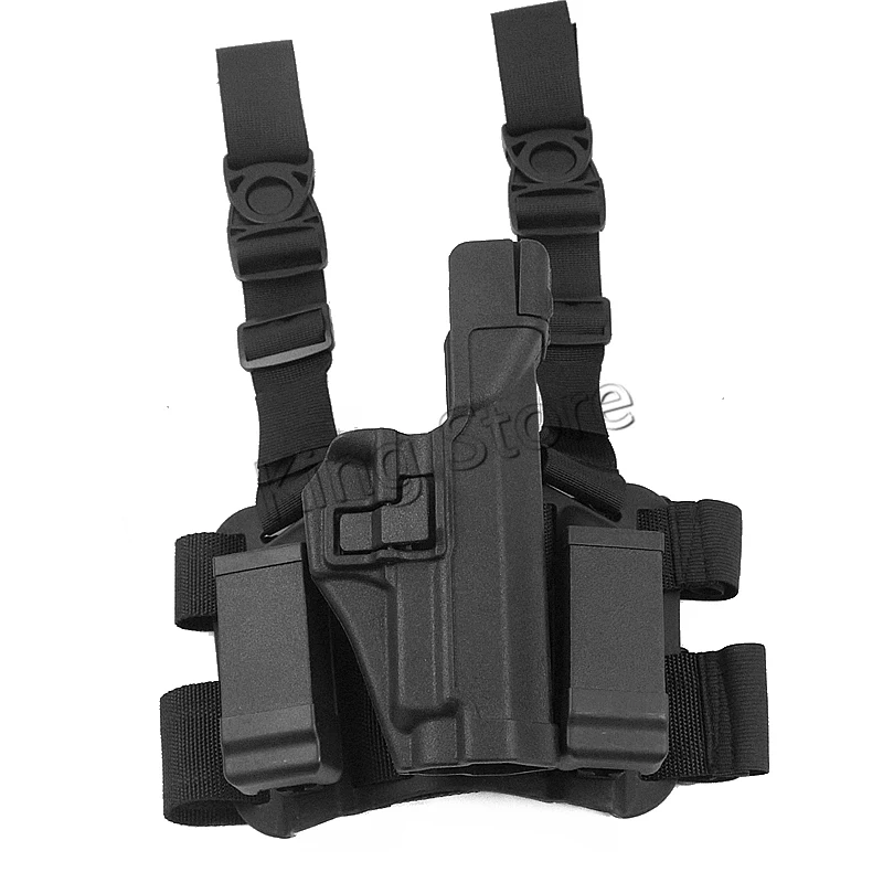 

For Gun P226 Holster Tactical Level 3 Compact Right Hand Drop Leg Holster with Magazine Pouch Black